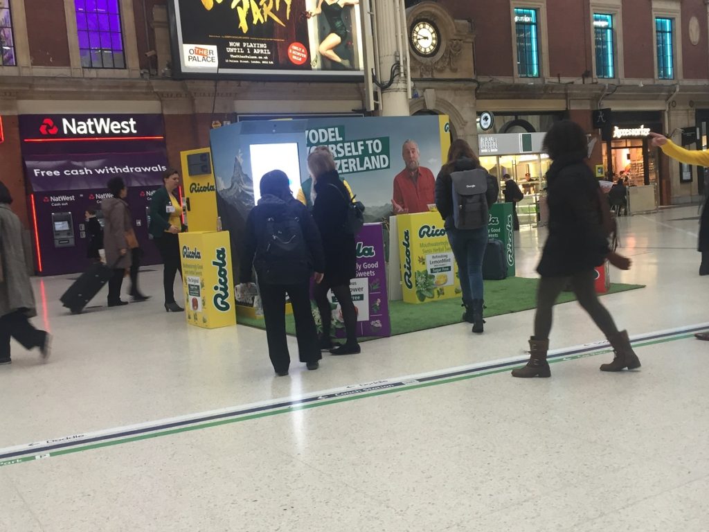 Ricola experiential activity at Victoria Train Station