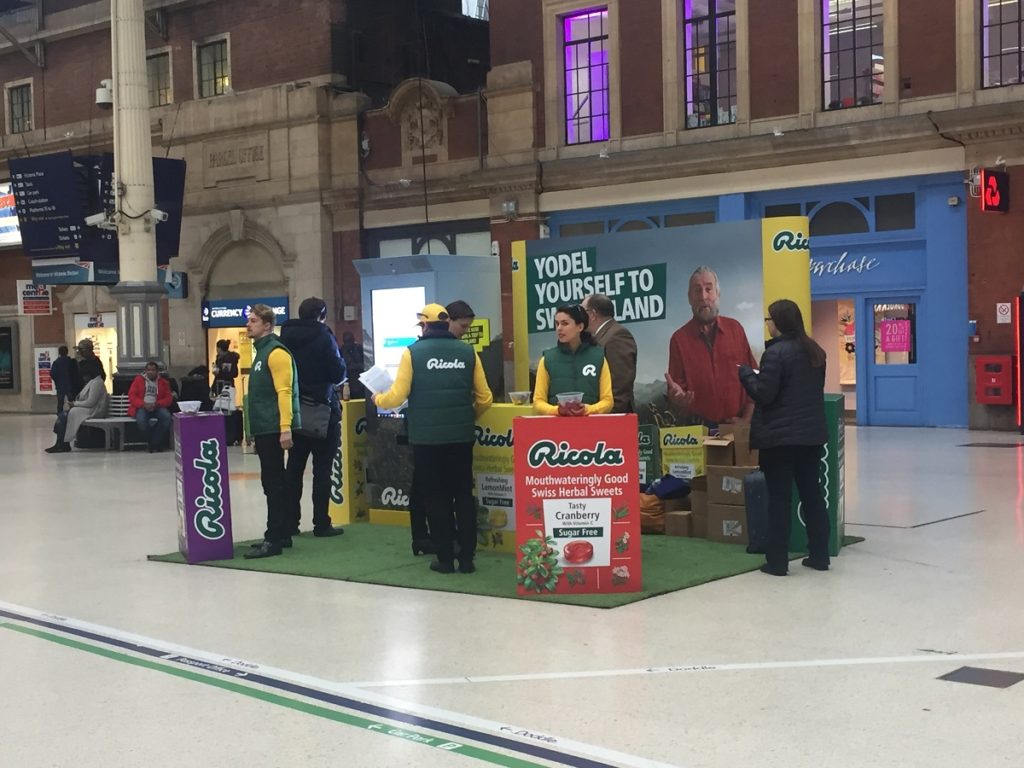 Ricola experiential activity at Victoria Train Station