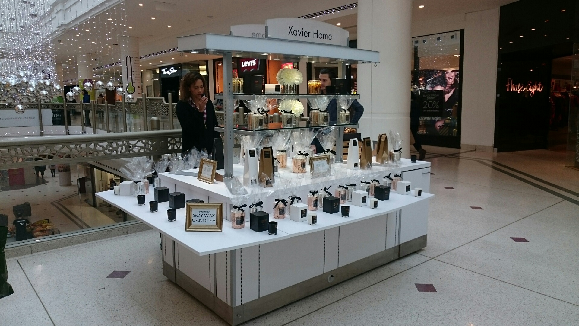 Book Space to Trade with Kiosk. Xavier Home Candle Retailer on POP Retail mobile kiosk (RMU)