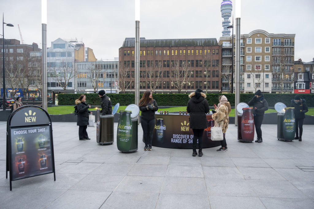 Actimel sampling activation in Regents Place