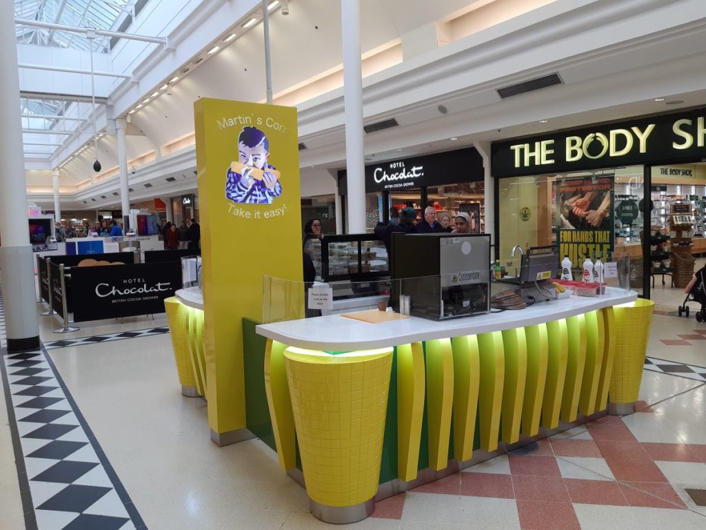 Martins Corn food retail kiosk in The Bridges Shopping Centre