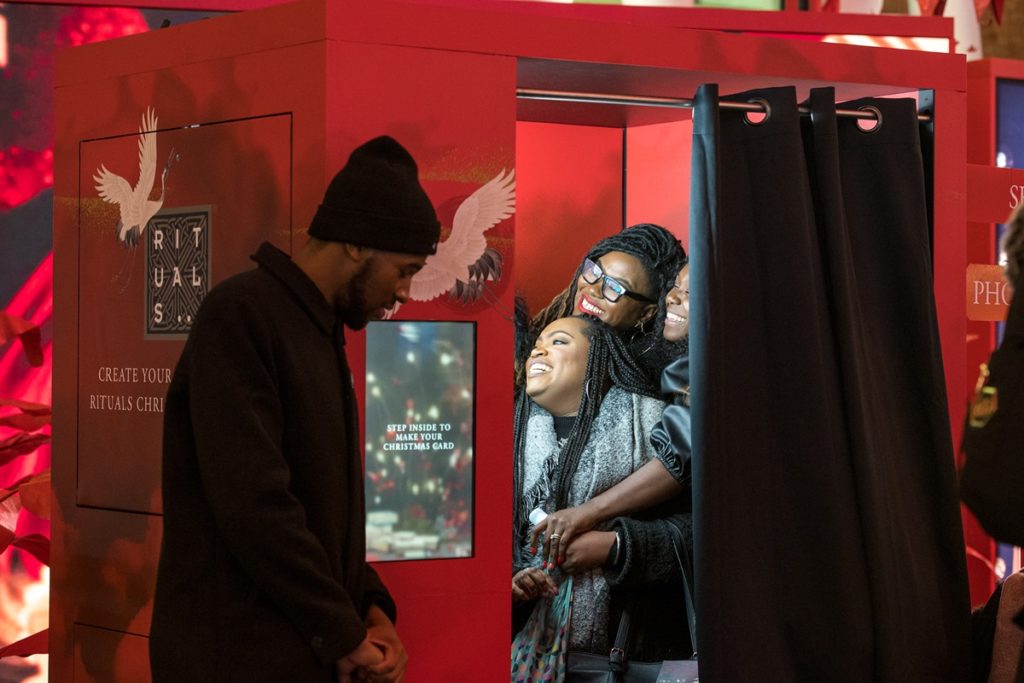 Rituals Cosmetics experiential festive pop-up shop with photobooth at London King's Cross Station