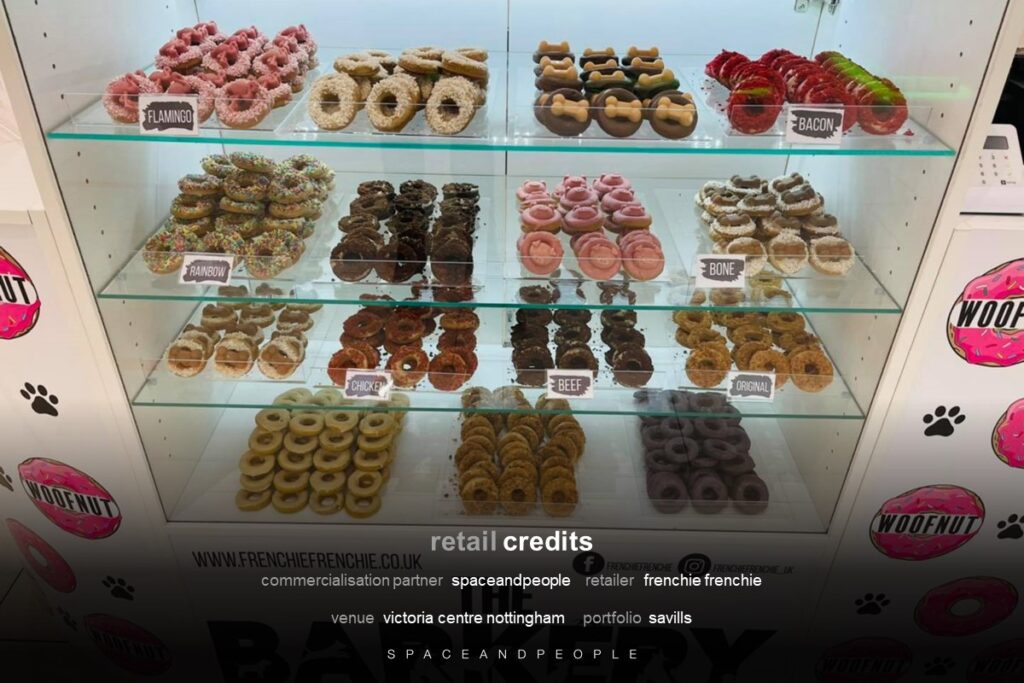 The Barkery by Frenchie Frenchie offers a range of dog treats, operating from a mall kiosk in Victoria Shopping Centre in Nottingham.