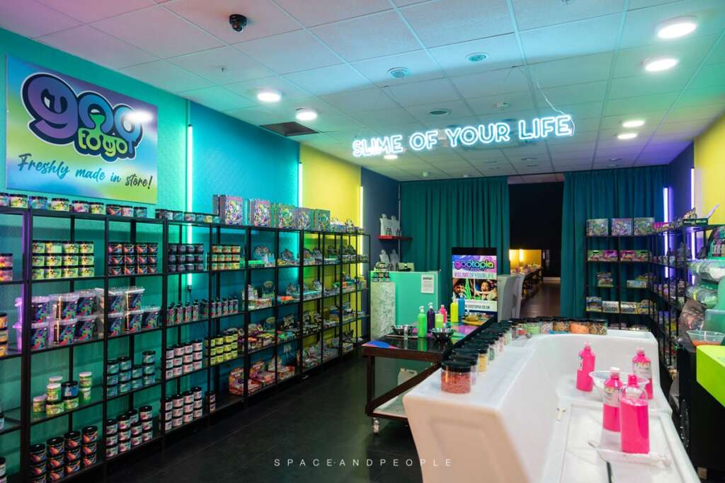 View of inside the Gootopia Slime Shop in Lewisham Shopping Centre